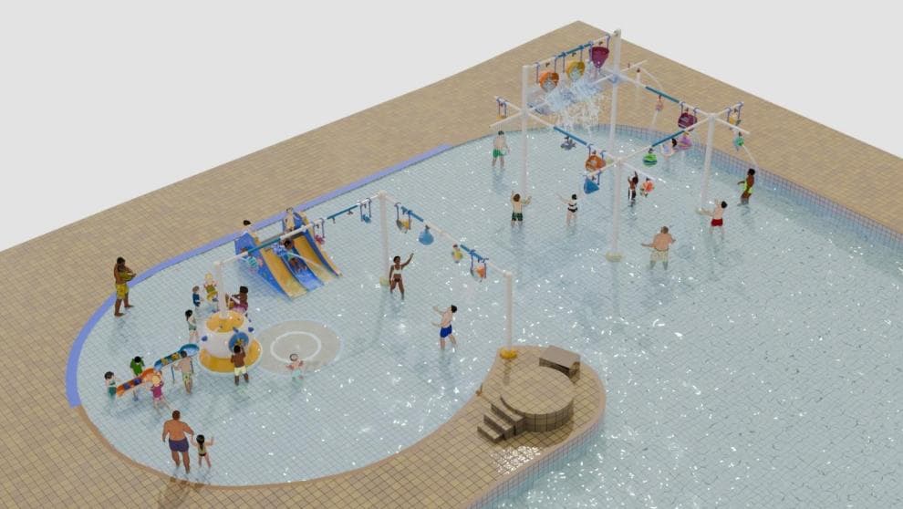 Artist's impression of the new water play area at Stamford Leisure Pool